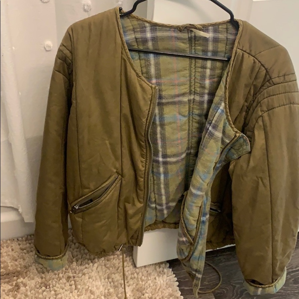Free people army green bomber jacket